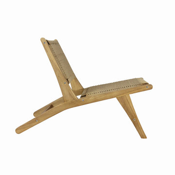 Parker Mid-Century Modern Woven Seagrass Wood Armless Indoor Lounge Chair